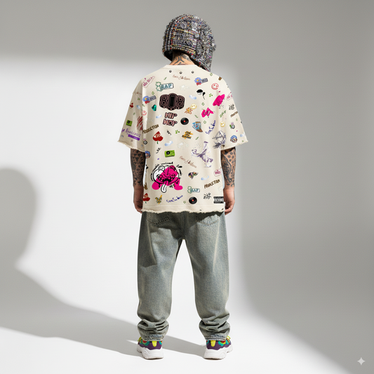 HIP-HOP SYMPHONY OVERSIZE UNISEX OFF-WHITE TSHIRT (BOXYFIT)