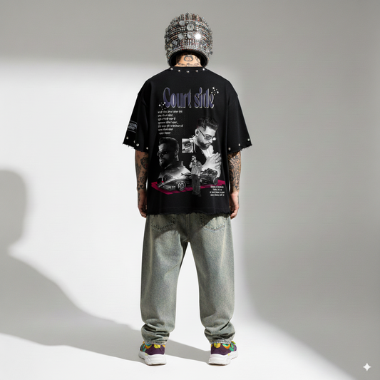 KARAN AUJLA UNISEX BLACK TSHIRT ( BOXYFIT)