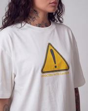 Proceed with Caution Oversized Offwhite Unisex T-shirt