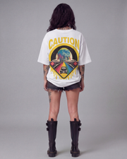 Proceed with Caution Oversized Offwhite Unisex T-shirt