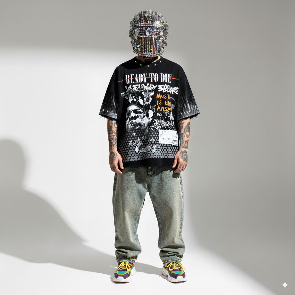 NOTORIOUS B.I.G OVERSIZE UNISEX BLACK TSHIRT (BOXYFIT)