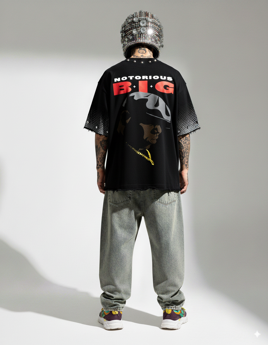 NOTORIOUS B.I.G OVERSIZE UNISEX BLACK TSHIRT (BOXYFIT)