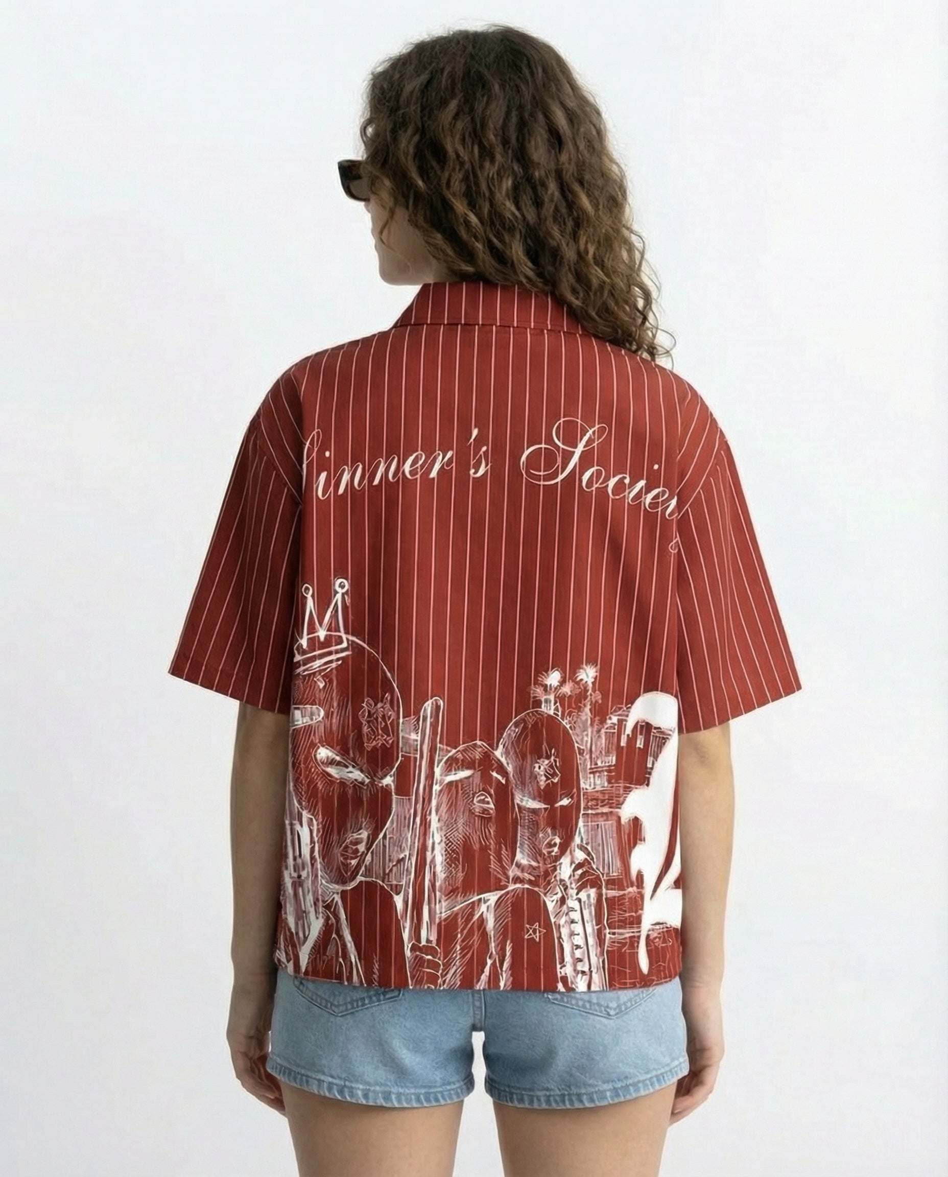 PRE ORDER -  Sinner Society Red Oversize Shirt (Boxy fit)